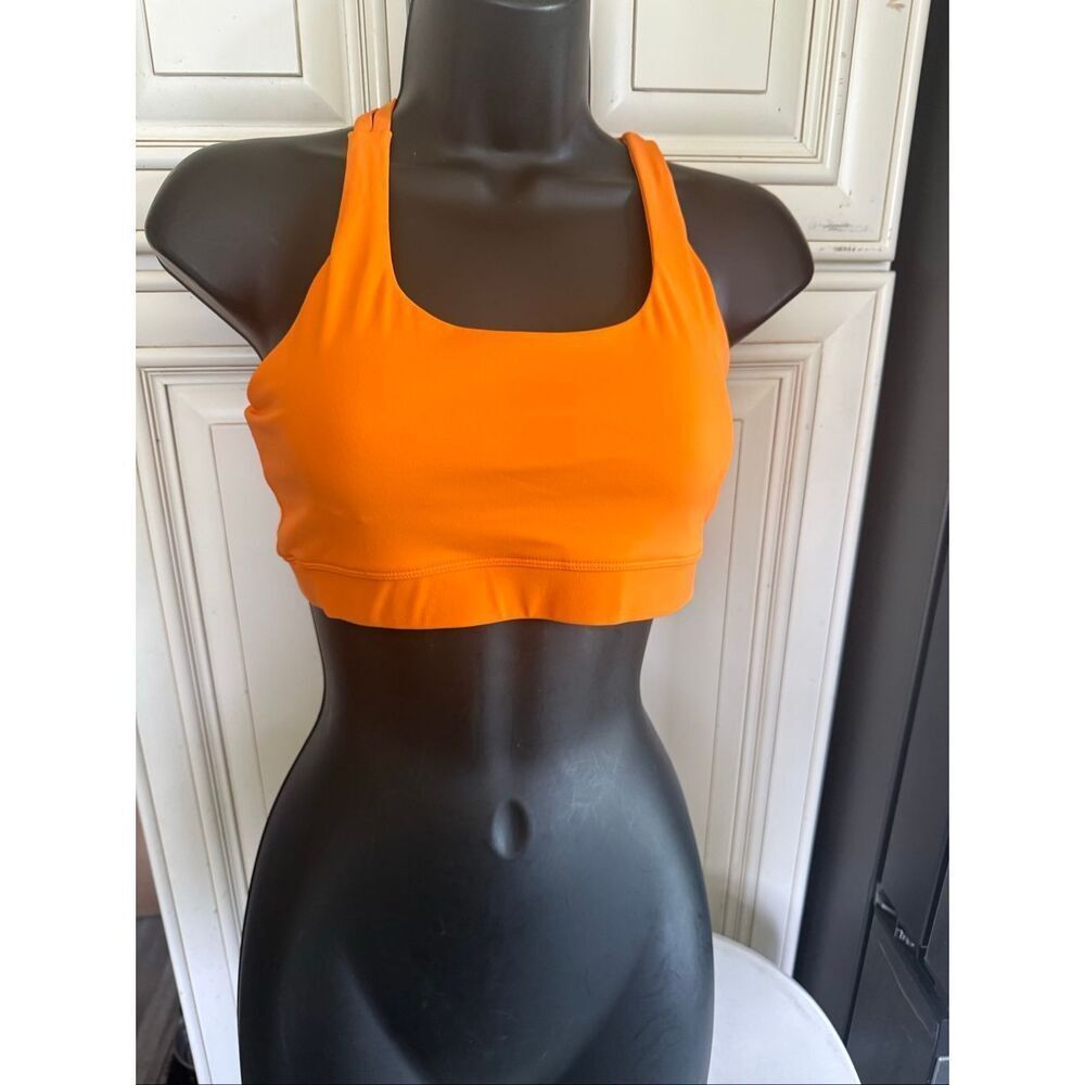Dalong Youth Criss Cross Back Scoop Neck Athletic Sports Bra Orange Size XL